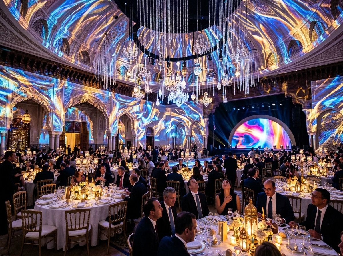 Scénographie immersive avec mapping zellige pour gala